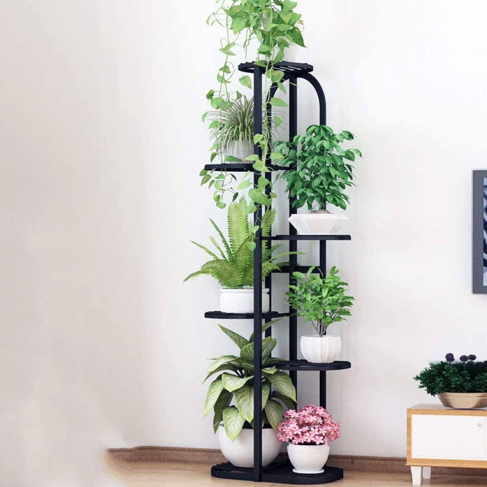 YUANCHUTOP 4/5/6/7/8 Tier Metal Plant Stand, Flower Stand Multiple Flower Pot Holder Shelves Planter Rack Storage Organizer Display Metal Pot Rack, Display Shelf for Home, Balcony,White,8floors