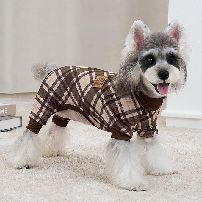 XPUDAC 4 Pack Pijamas para Perros Tela a Cuadros Talla M miniatura 4