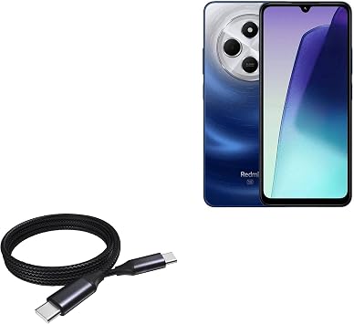 BoxWave Cable Compatible with Xiaomi Redmi 14R - DirectSync PD Cable 3ft - USB-C to USB-C 100W, Type C Braided Charge and Fast Sync - Jet Black