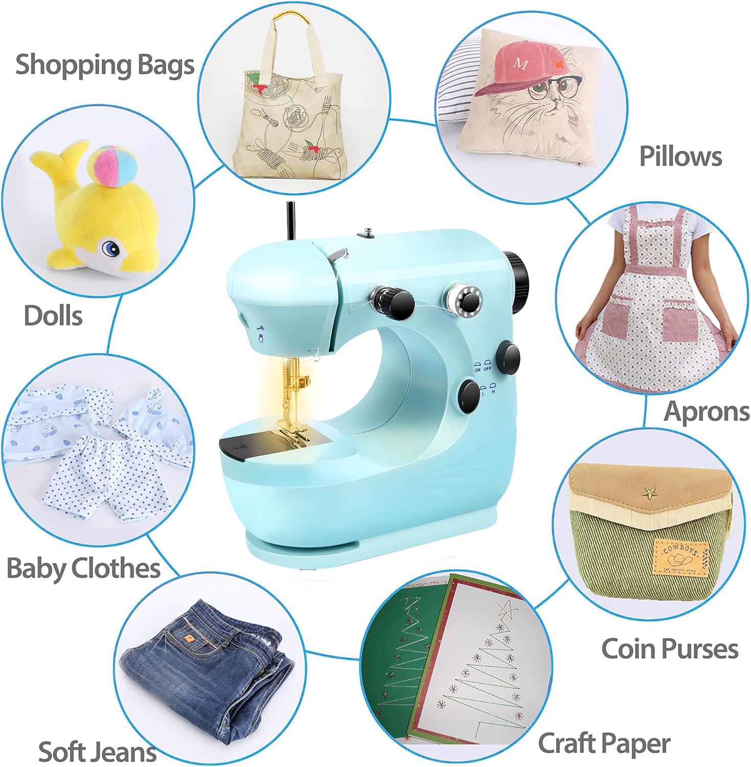 Maquina de Coser Costurero Portatil, focombance Maquina de Coser Profesional Maquina de Cosers Prensatelas Mano Sewing Machine Maquina Cosers Manual Mini Ropa Cortinas Telas Bricolaje Viajes Casa