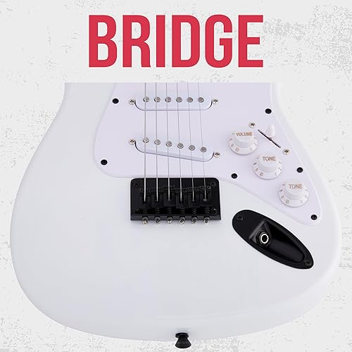 Miniatura 46 de LyxPro Guitarra eléctrica de 36 pulgadas y kit para niños con guitarra para principiantes de tamaño 3/4, amplificador, seis cuerdas, dos púas, Rojo