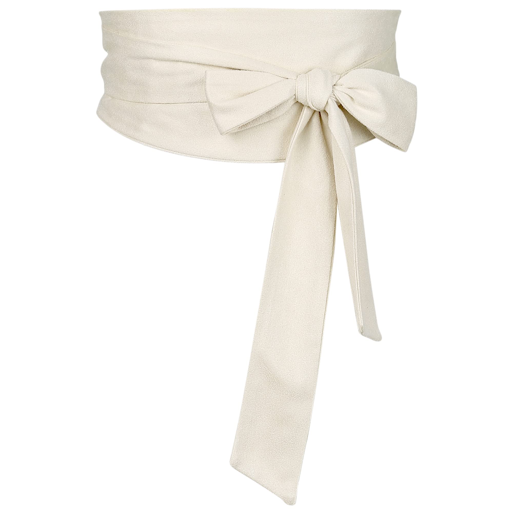 Elerevyo Women Plus Size Solid Obi Belt, Bowknot Self Tie Wrap Wide Sash Waistband Belt for Dress Beige 56-82cm/22.05-32.28"