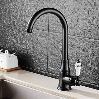 Kitchen Faucets Single Lever Faucet 360 Rotate Deck Mounted Kitchen Faucet Torneira Single Holder Single Hole Mixers Taps with Aerator Retro Style Black(Black)