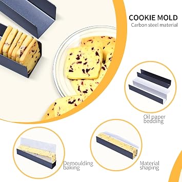 U-Shape Biscuit Cake Bread Mold, Non-Stick Cranberry Cookie Mold, Rectangular Cookie & Bread Mold for Baking for Making Cranberry Cookies, Biscotti Set of 4