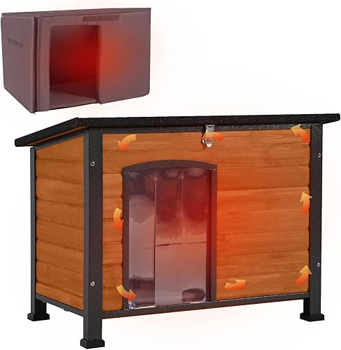 Aivituvin Casa para perros para exteriores e interiores, marco de hierro único en todo alrededor, perrera para perros para invierno con patas