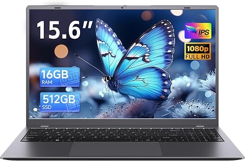 Laptop Computer, 16GB RAM, 512GB SSD, 15.6" FHD IPS Display
