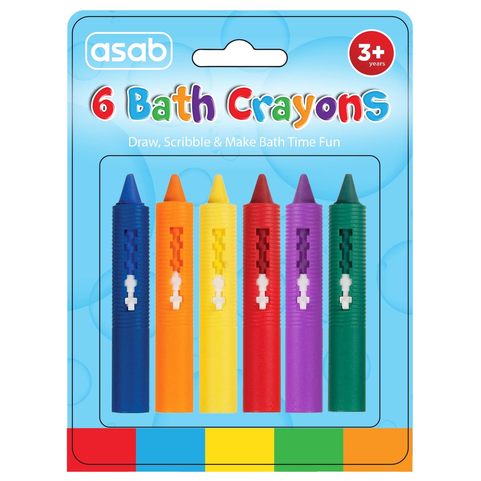 ASAB 6 Pack Baby Bath Crayons Non Toxic Education Fun Toy Easy Washable Wipe Clean Develop Creativity And Imagination Ages 3 Years +