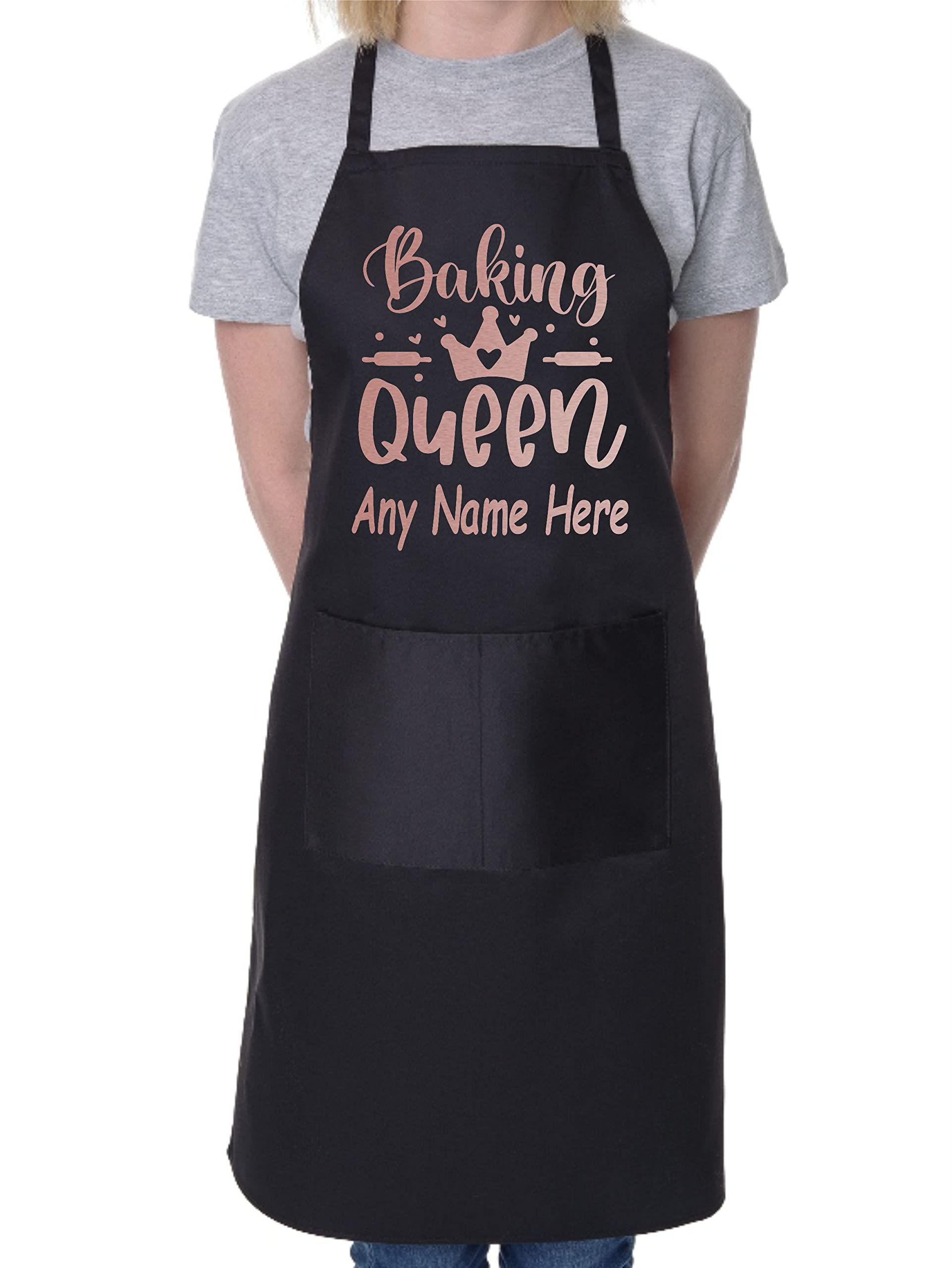 Print4U Personalised Apron Baking Queen Your Name Here Baking Cooking Birthday Black