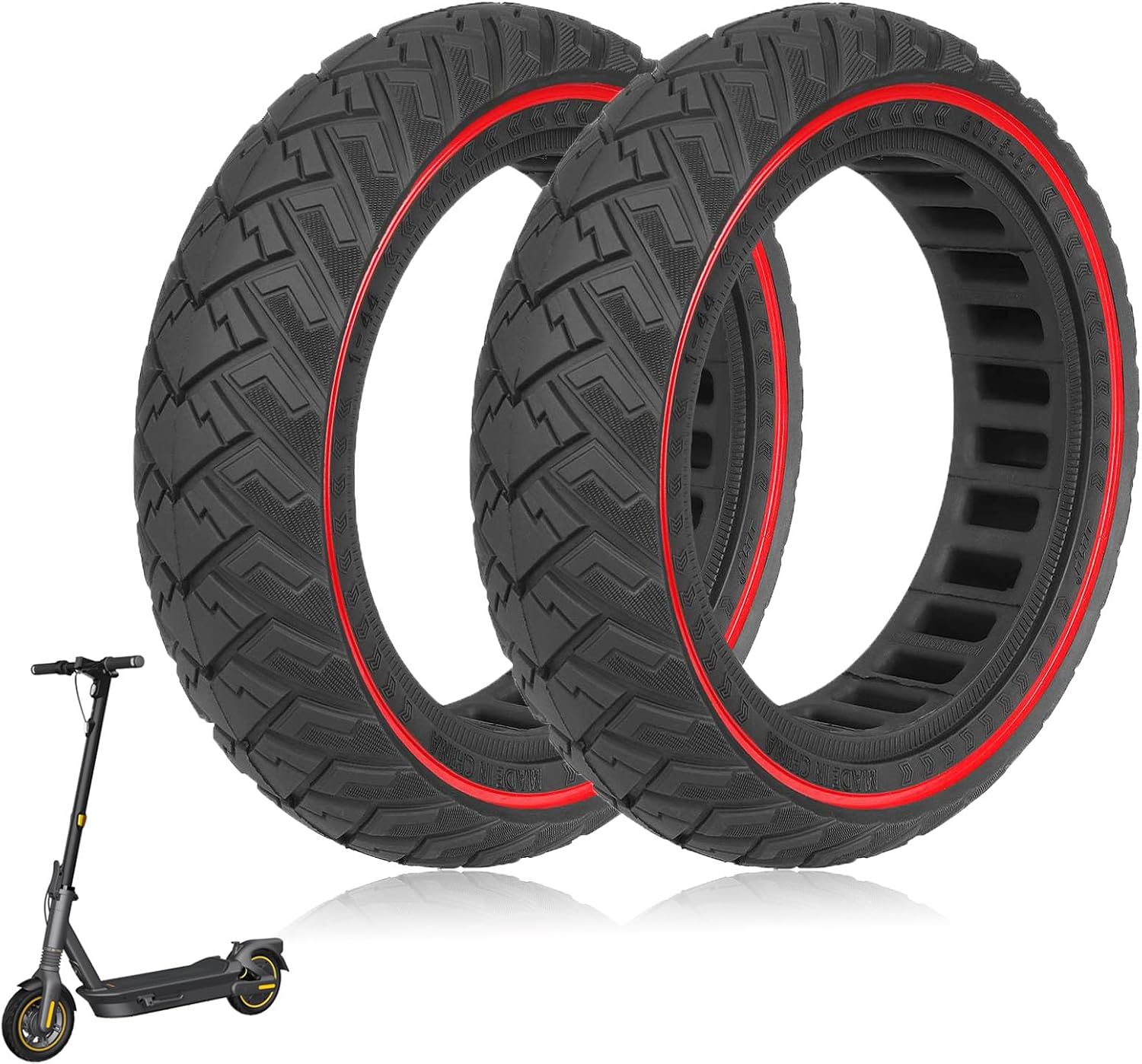 60/65-6.9 Solid Tire 10 inch for Segway Ninebot Max G2 G65 F3 F3 Pro Electric Scooters Accessories, Off-road Rubber Tyre, Shockproof, Non-Slip Replacement for Kickscooter