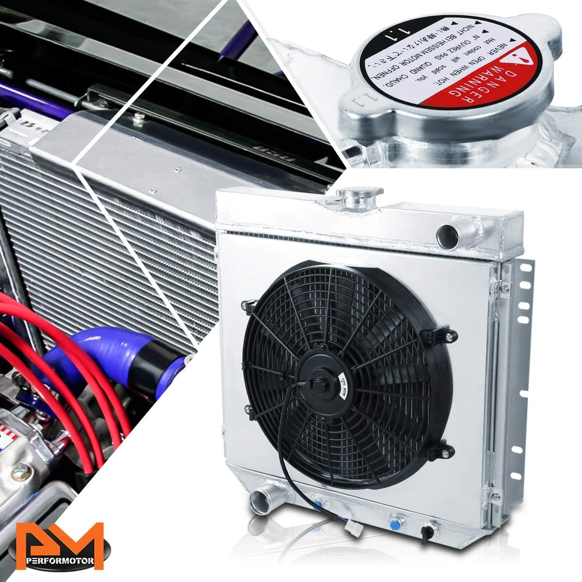 3-Row Full Aluminum Core Radiator w/Fan Shroud Compatible with Ford Mustang 4.9/5.8/6.4 V8 69-70