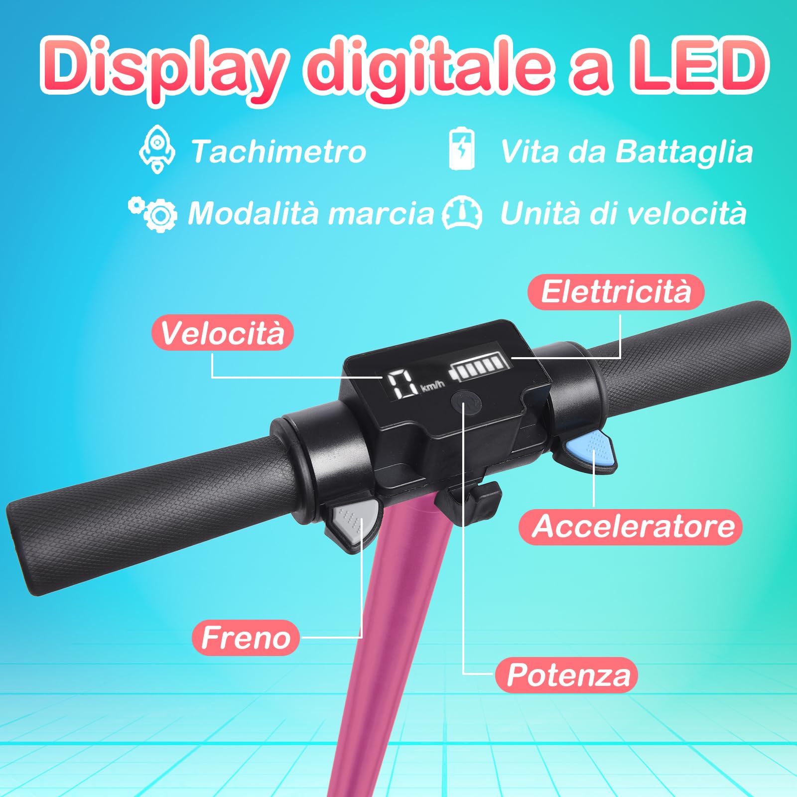 Monopattino Elettrico, 6.5'' Monopattino Elettrico Bambini dai 6 ai 12 anni, Pieghevole Monopattino Bambini,Autonomia 5-8KM,Monopattini Elettrici Display a LED,Regalo per Adolescenti
