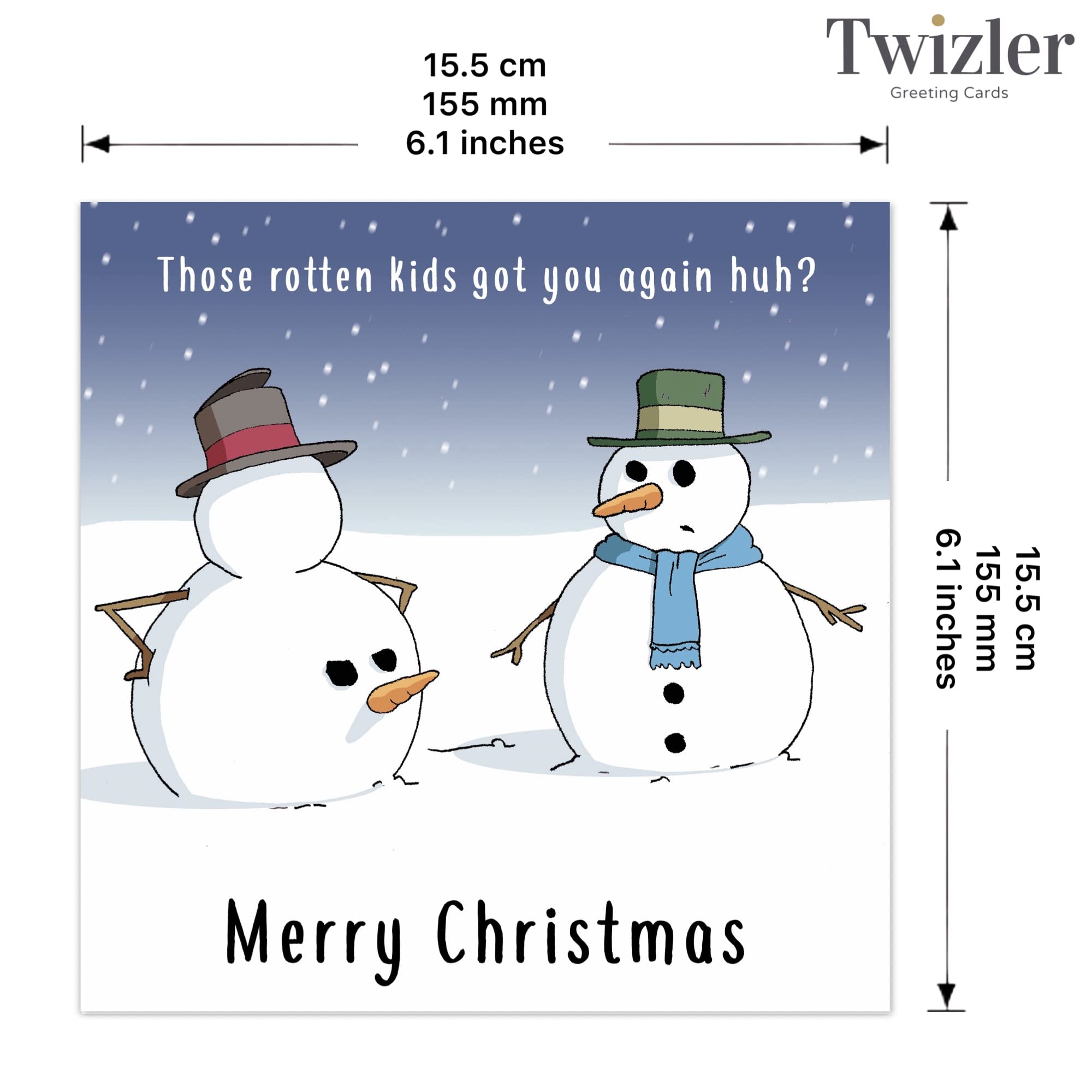 Twizler Lustige Weihnachtskarte „Schneefrau Mit Großem Po“ – Witzige Karte Für Frauen, Freundin, Mama, Tochter