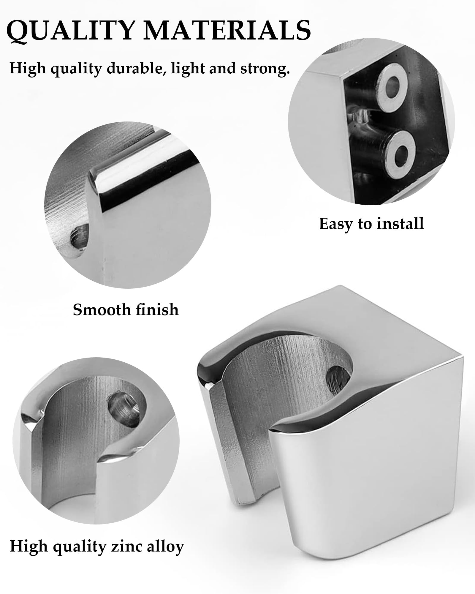 Aleación de Zinc Soporte de Ducha con Tornillos, Soporte Para Ducha de Baño, Plateado Cabezal de Ducha Soporte, Compatible con la Mayoría de Cabezales de Ducha