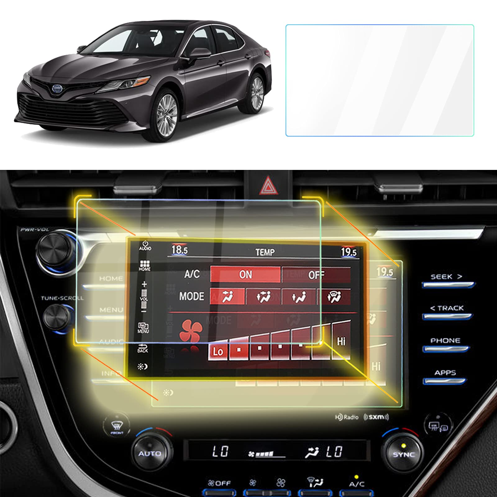 DSDFGH for Toyota Camry Screen Protector 2020 2019 2018 Camry Hybrid XV70 LE SE XLE XSE 7-Inch (Diagonal Size) Radio Touchscreen Navigation HD Film Anti-Scratch