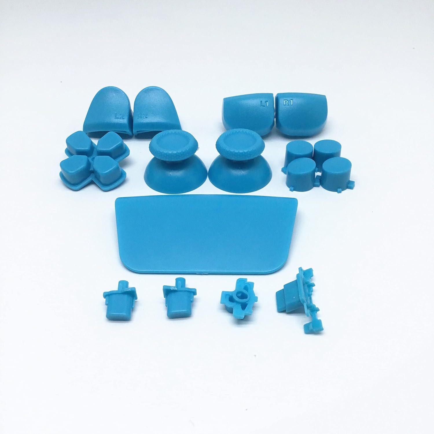 Devine Customz PS5 Next Gen Controller Chrome & Plain Full Buttons Set D-Pad Trigger R1, R2, L1, L2 Share Options Face Buttons for PS5 Controller, Full Set Touch Pad Repair Kits (Plain Light Blue)