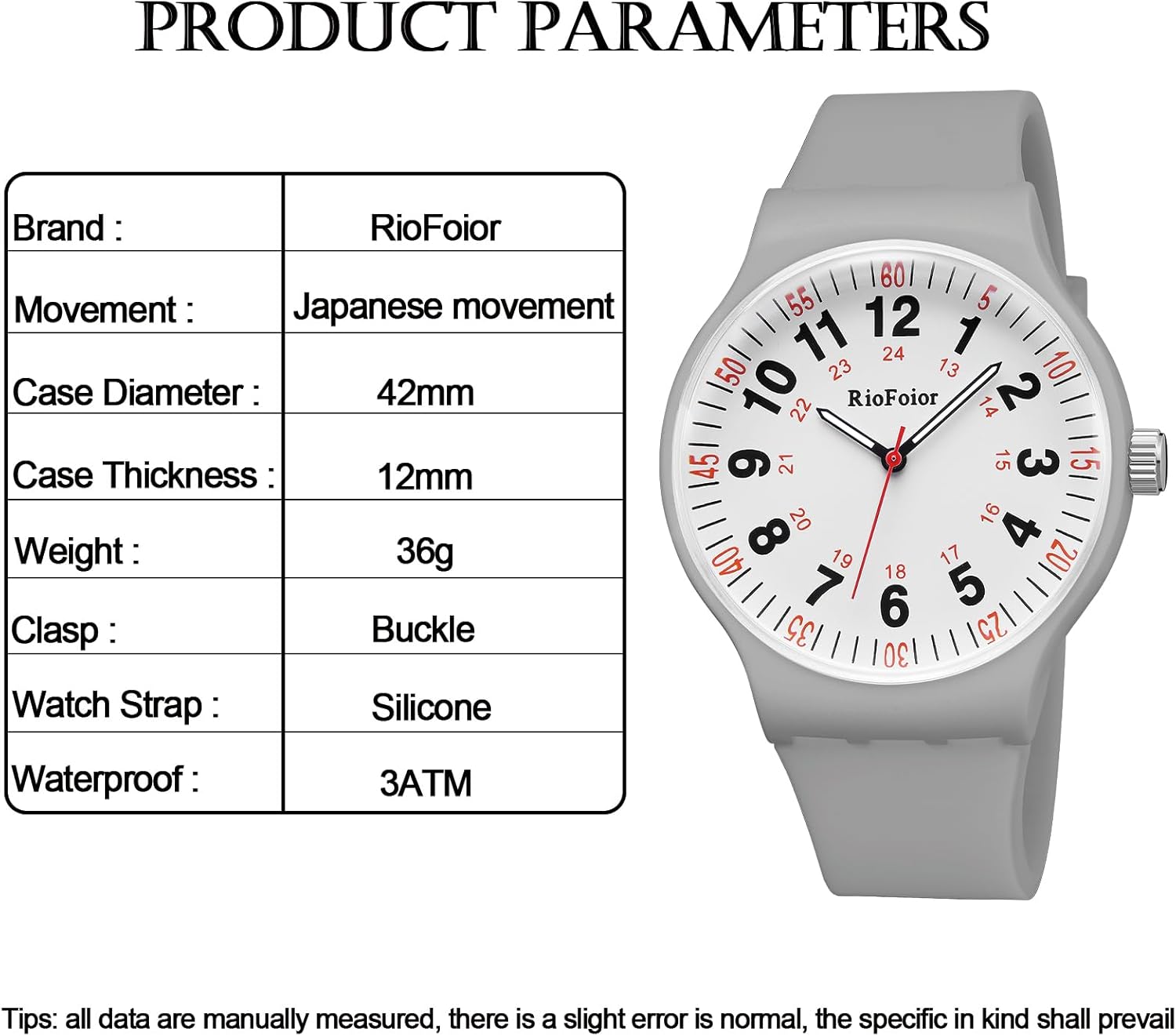 Waterproof Analog Unisex Nurse Watch for Nurses,Nursing Students,Medical Professionals,Women,Men with Easy to Read Military Time Dials,Second Hand and 24 Hour,Soft Breathable Silicone Band. - Image 5