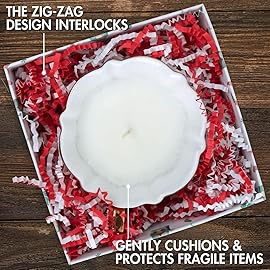 MagicWater Crinkle Cut Paper for Gift Baskets - 2LB - Red & White - Perfect for Shredded Paper Filler, Basket Filler, Gift Boxes, Bridesmaid Gifts, Christmas Stuffers & More - Ideal for All Occasions