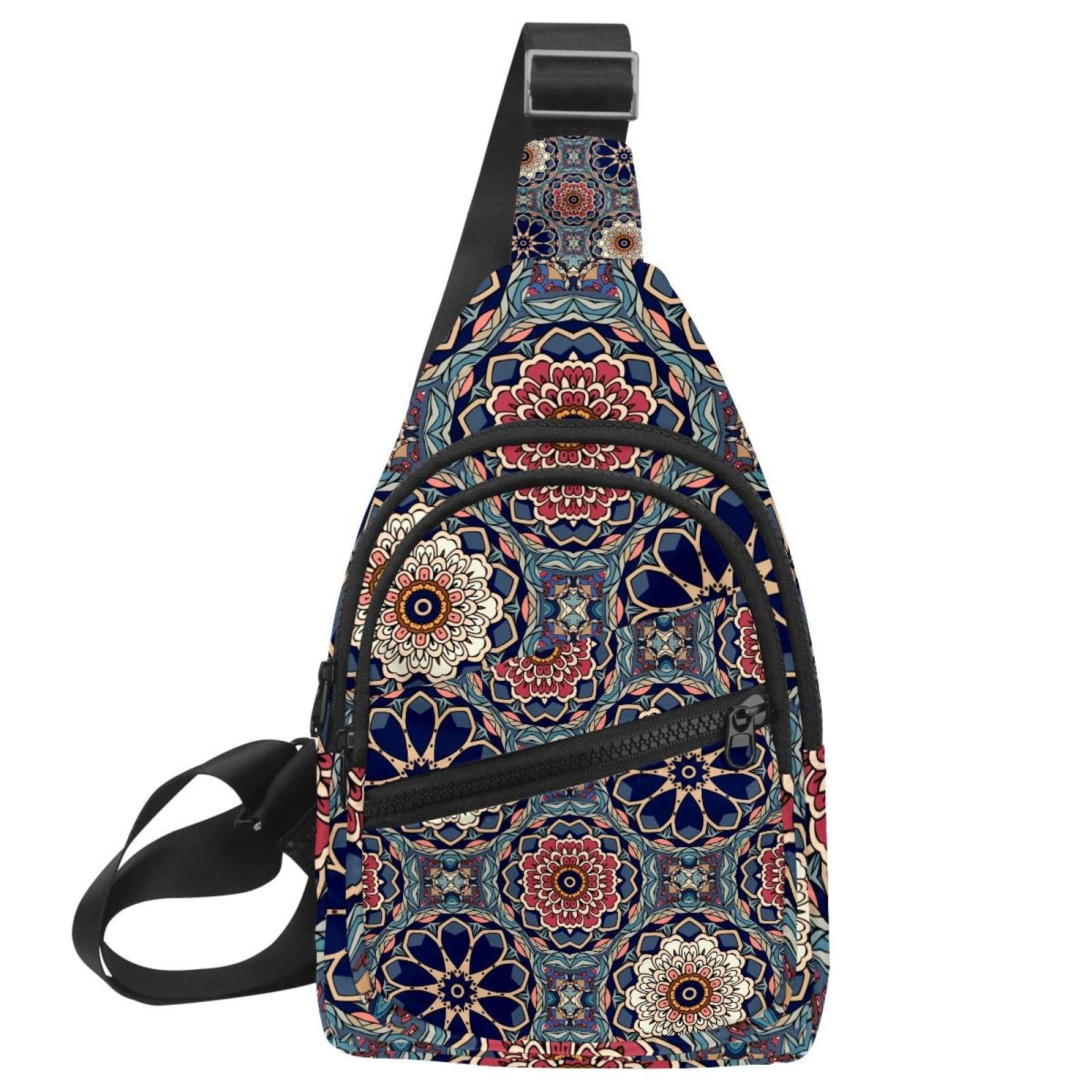 Bolsa de pecho para mujer de 30x18x4cm psicodélica e impermeable para senderismo 7