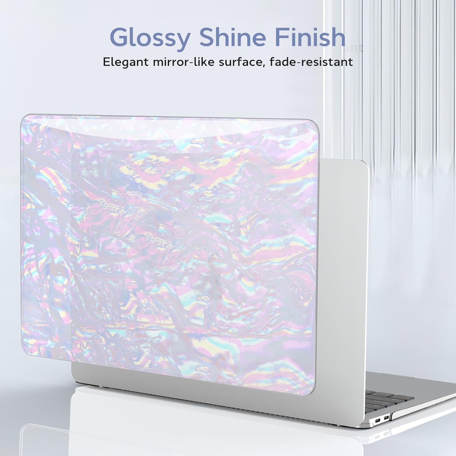 B BELK Compatible with MacBook Air 13 inch Case 2022 2021 2020 2019 2018 M1 A2337 A2179 A1932, Plastic Hard Shell + Keyboard Cover + Screen Protector for MacBook Air 13.3 inch Case, Shiny Iridescent - Image 4
