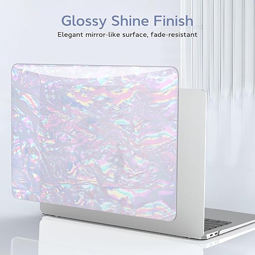 Miniatura 20 de B BELK Funda compatible con MacBook Air de 13 pulgadas 2022 2021 2020 2019 2018 M1 A2337 A2179 A1932, carcasa rígida de plástico + cubierta de Shiny