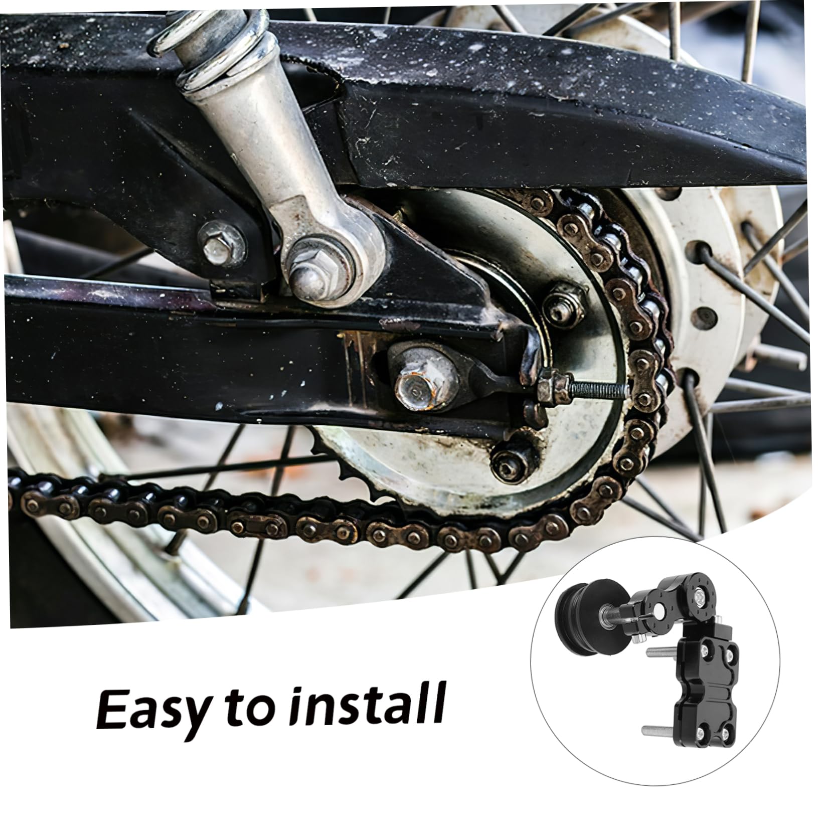 UKCOCO Tendeur de Chaîne Moto Outil Guide Chaines en Alliage D'aluminium Léger pour Améliorer la Performance Réglage Précis Noir Adapté aux Motos de Route