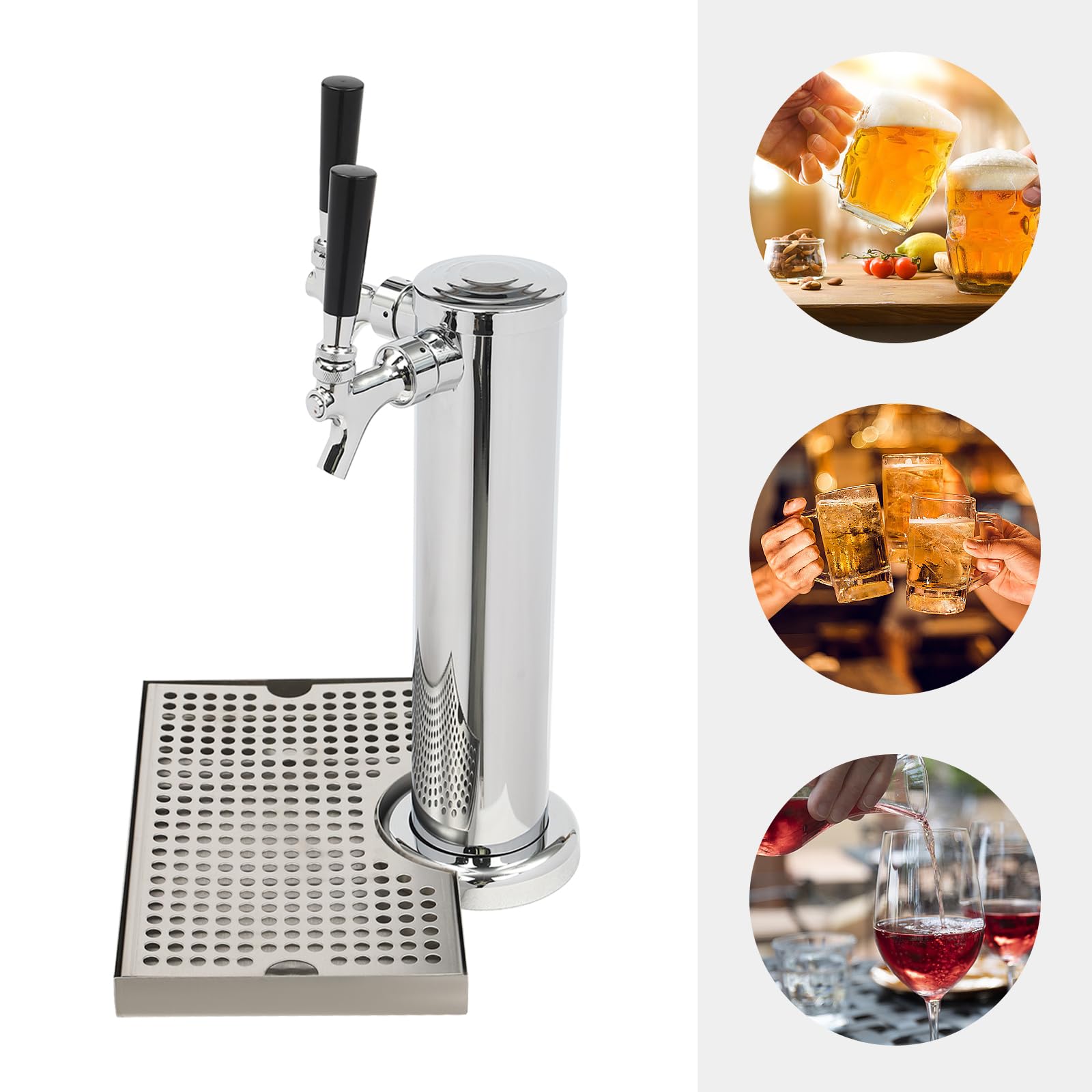 Columna de cerveza con 2 grifos para cerveza y otras bebidas