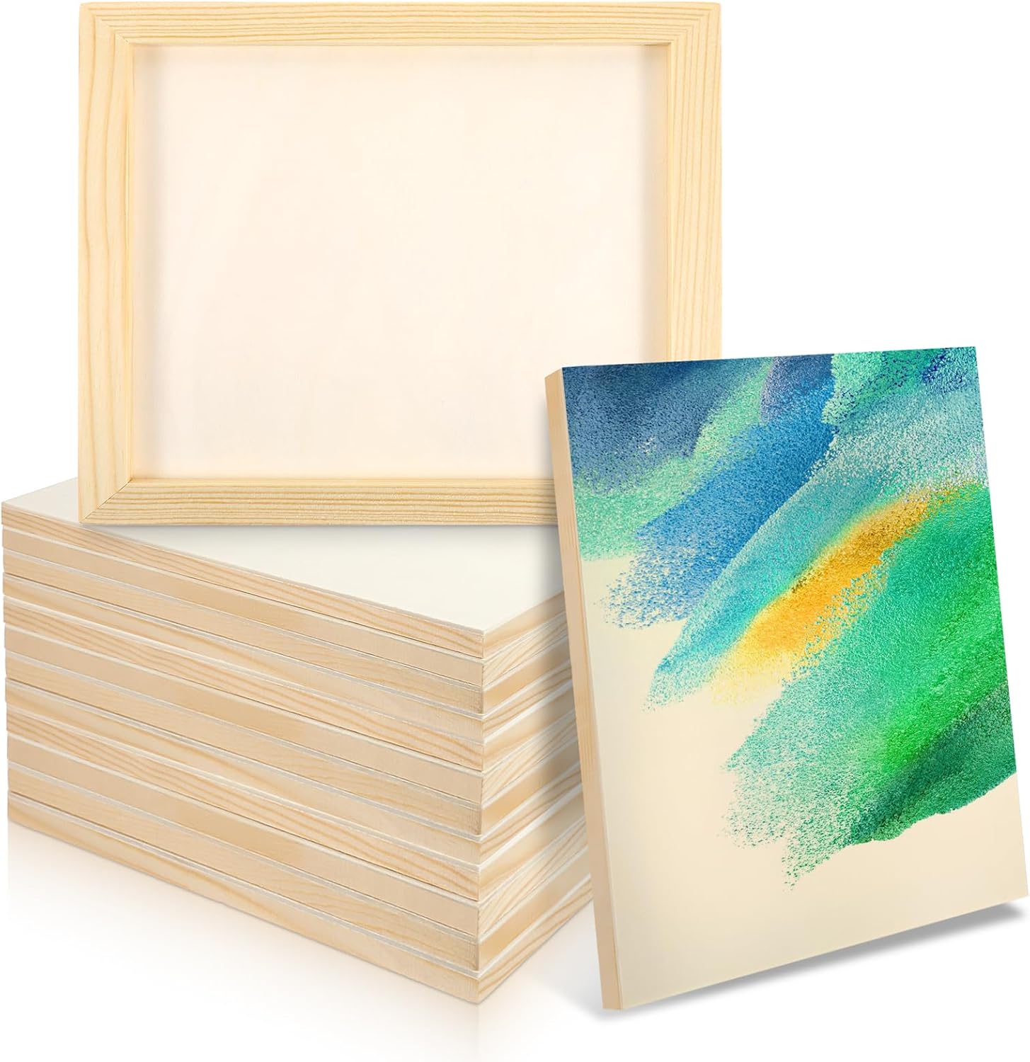 8 Pack Unfinished Wood Panels 8 x 10 Inch, Wooden Canvas Panels