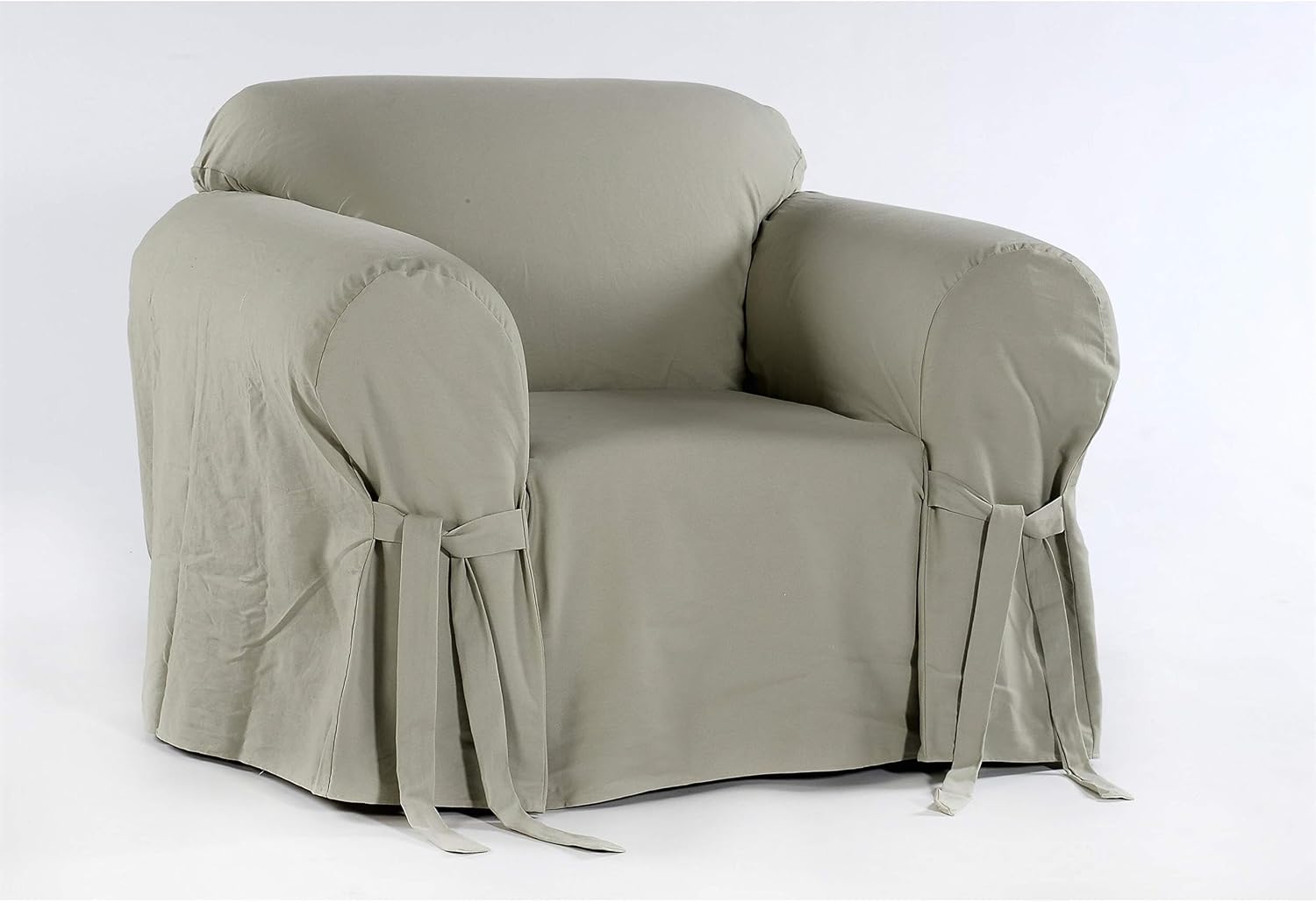 Pemberly Row Cotton Twill Chair Slipcover, Natural Finish, 1-Piece Design, Fits Chairs 30-42 in Wide, Machine Washable, Soft Comfortable Fabric, Home Furniture Protection Cover
