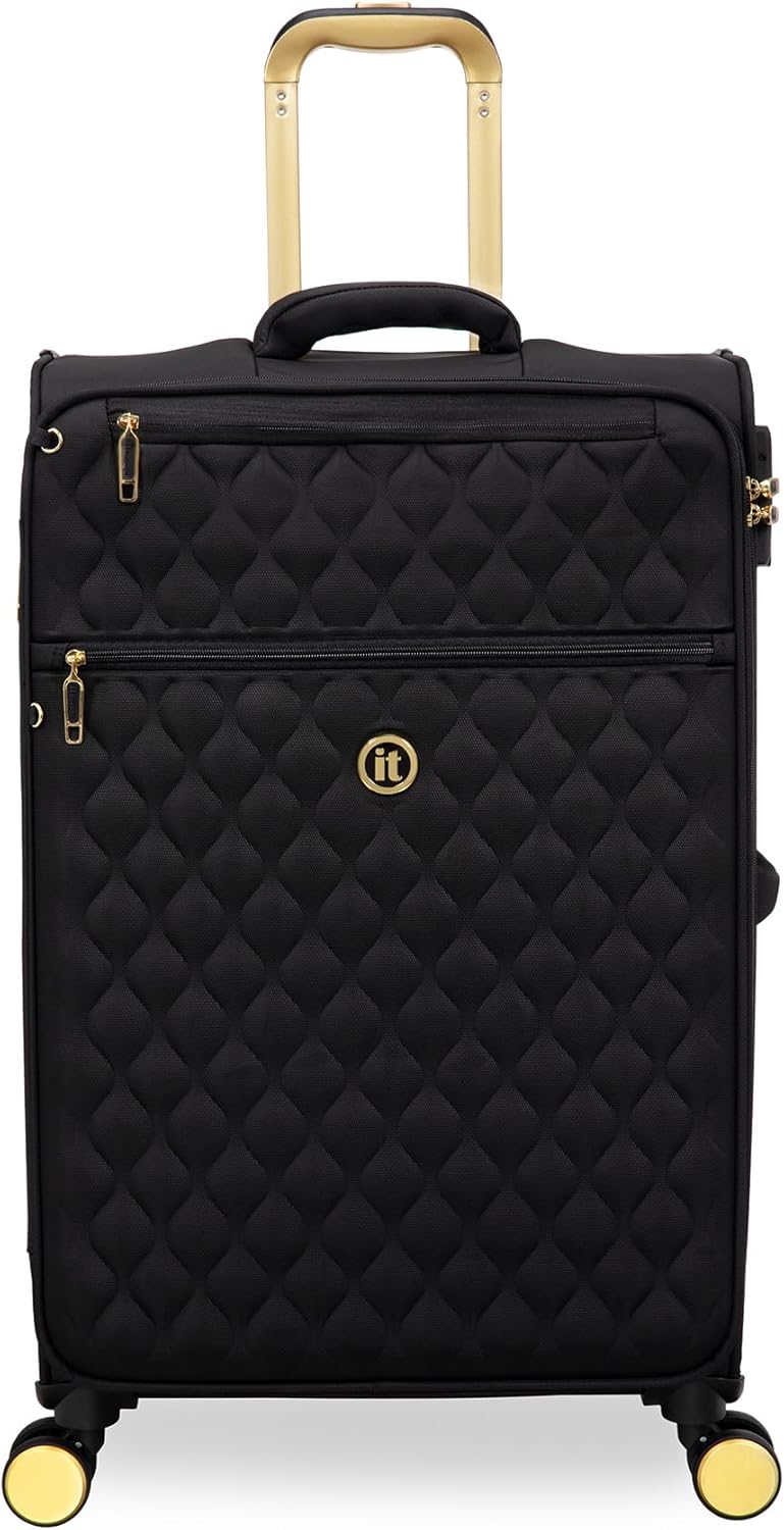 It Luggage Glimmering 28" Softside Checked 8 Wheel Expandable Spinner, Black