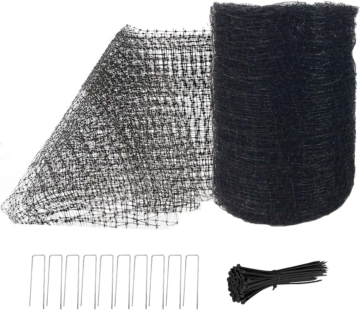Feitore Deer Fence Netting, 7x100ft Garden Net Bird Netting,Reinforced Edge | Anti-UV Garden Fencing Kit for Plants Fruit Tree Vegetable Protection from Animals, 3/4" Fine Mesh, 10 Stakes & 50 Zip Ties