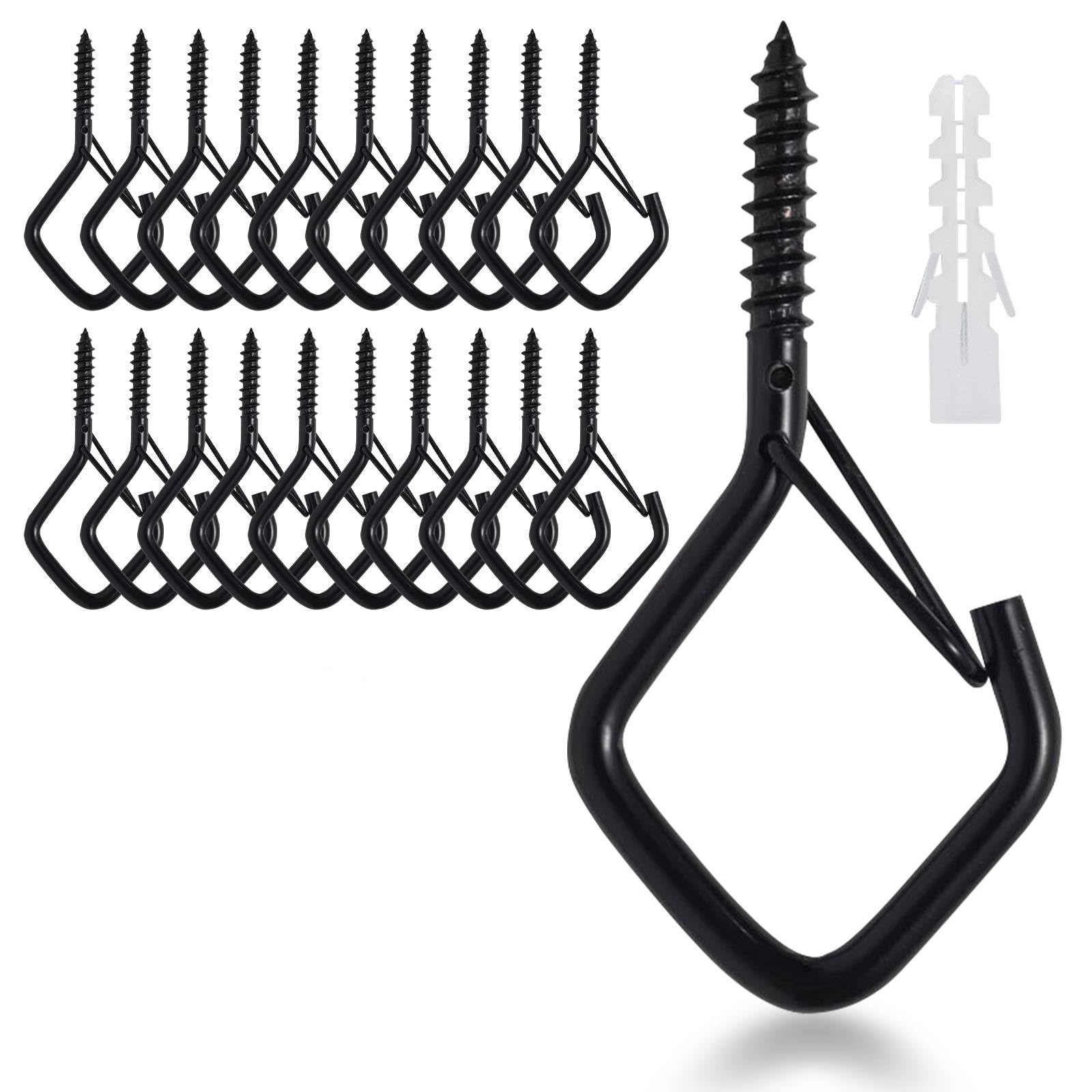 LYCXAMES 20 Stück Haken zum Schrauben, schraubhaken mit sicherung, Edelstahl Hakenschrauben, Deckenhaken Wandhaken zum Aufhängen Topfplanzen, Lichte