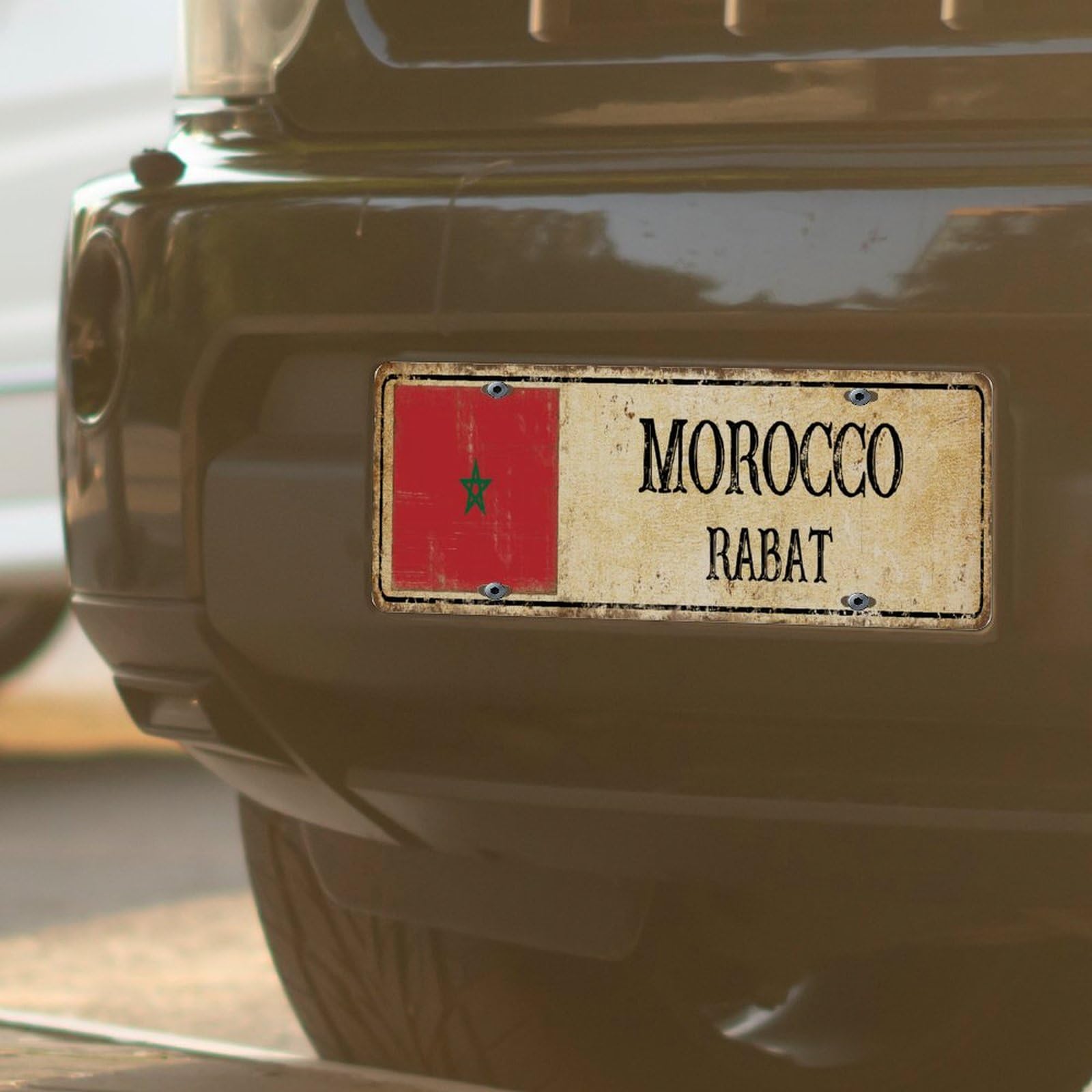 "I Love Morocco" Metal Vanity License Plate - 6x12 Inch, National Flag Design, Souvenir Gift