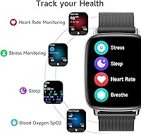 Vista 3 de Reloj inteligente para mujeres, reloj inteligente HD de 1.85 pulgadas, compatible con iPhone/Samsung/Android (respuesta/hacer llamadas), más de 100