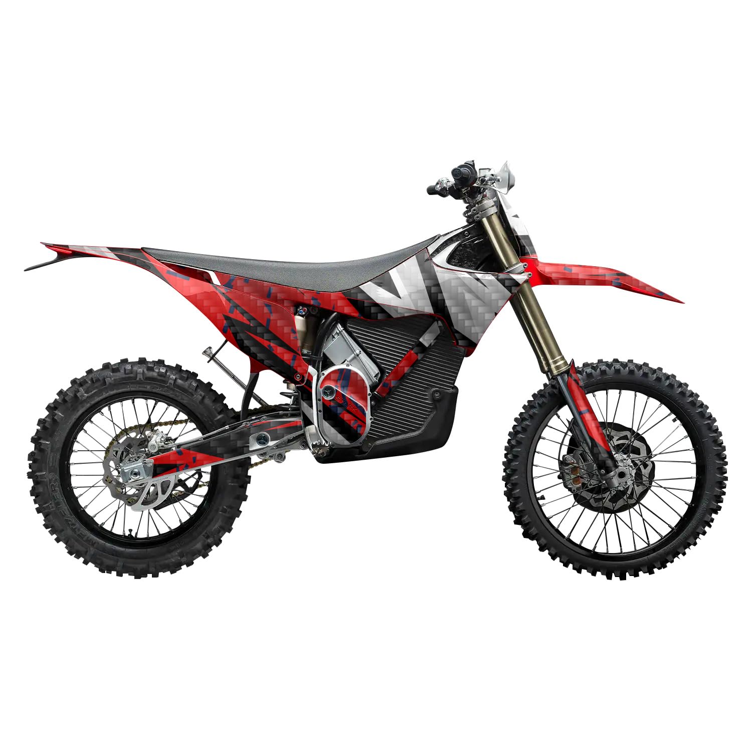 Carbon Fiber Stark Varg MX 2023-2025 Graphics Kit Wrap - Scrapes and Stripes - Varg MX Skin - Premium 3M Vinyl Protective Wrap Decal Cover - Easy to Apply | Crafted in The USA by MightySkins