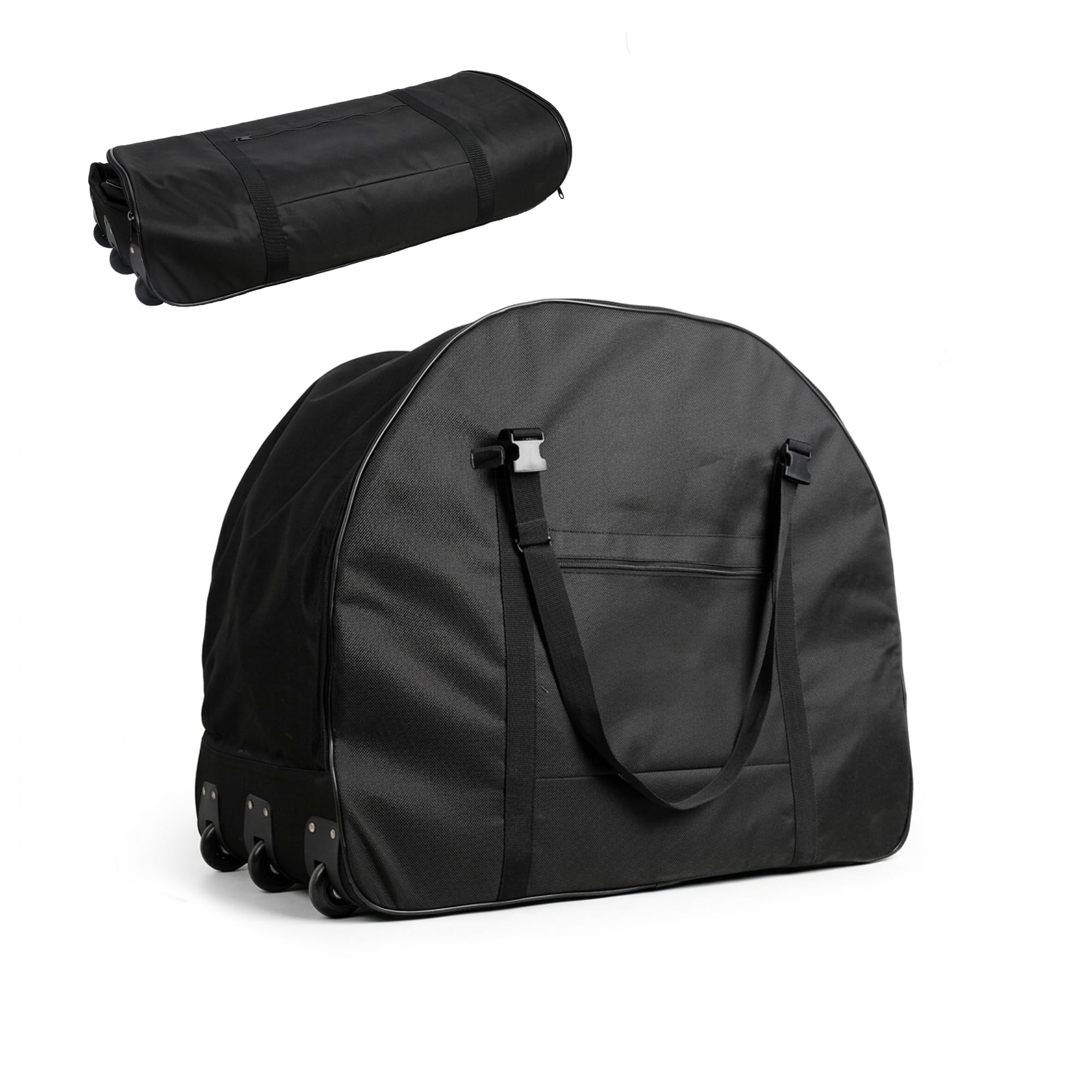 Sac de Transport Vélo Pliant et Électrique 20-22 pouces - Housse avec 3 roulettes pour un transport stable, rembourrée, fond renforcé et bandoulière, Noir