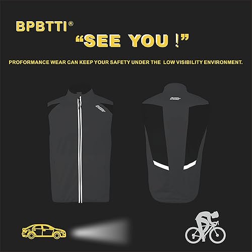 Miniatura 5 de bpbtti Chaleco de ciclismo para hombre, rompevientos sin mangas con dos bolsillos laterales (2.0), resistente al viento, transpirable y reflectante