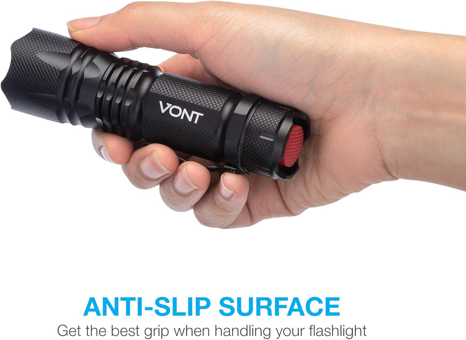 Vont LED Tactical Flashlight, Ultra Bright LED Flashlight, Smart Compact Design, Anti-Slip Surface, 3 Modes, High in Lumens, Handheld Light, Suitable Camping, Hiking etc. - - 