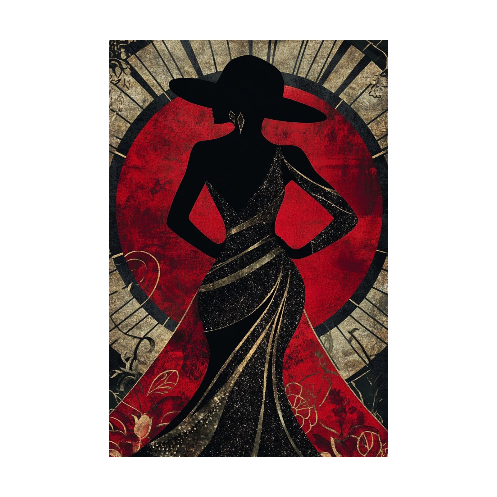 TERUEA Funny Bathroom Wall Decor Poster Art Deco Woman Silhouette Canvas Prints Wall Art Pictures Artwork for Bedroom Home Decor(Red)-70x100cm Unframed