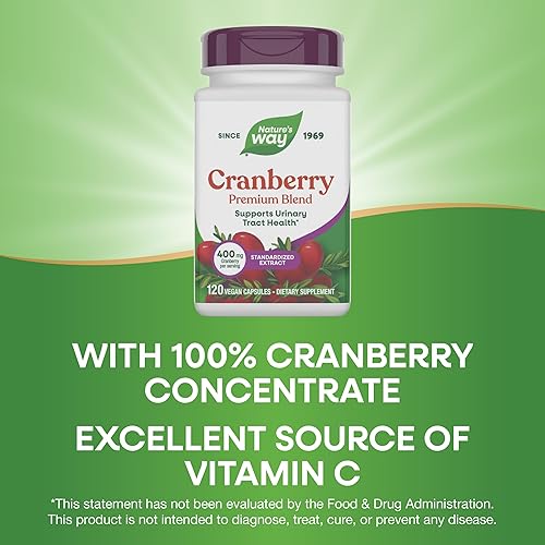 Miniatura 4 de Nature's Way Arándano premium, apoyo para la salud del tracto urinario* Suplemento con vitamina C, 400 mg de arándano por porción, 120 cápsulas