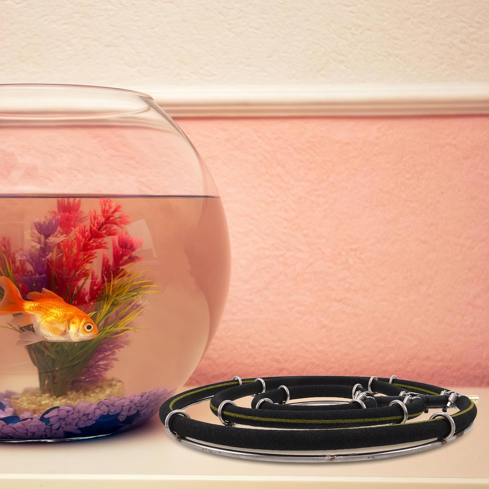 Aquarium Sprudlerstein 35cm aus Edelstahl mit 3 Ringen Nano Sauerstoffbläschen Diffusor für Teichbelüftung und Aquarien Geräuschloser Luftverteiler für Fischsauerstoffversorgung
