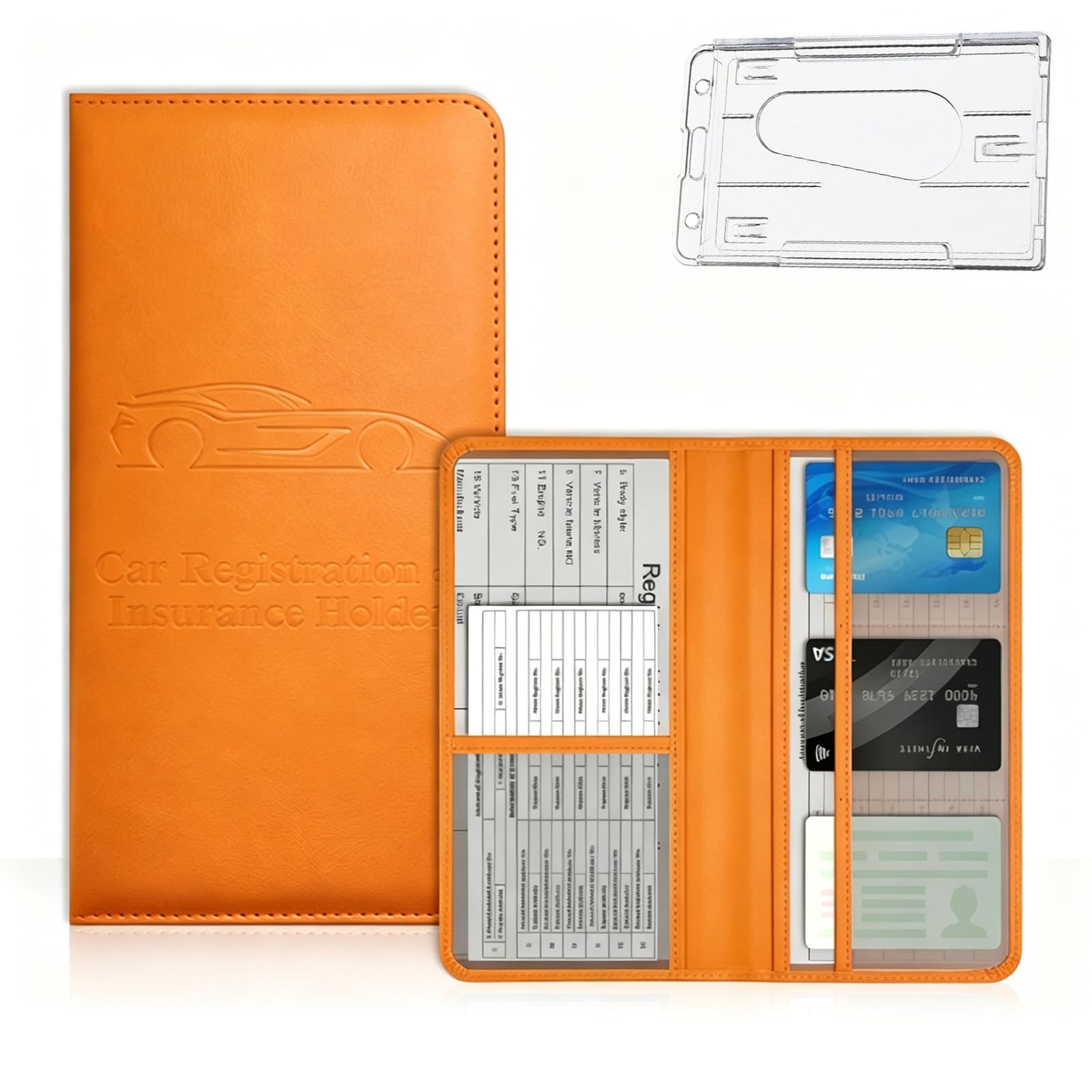 Gienslru F-1 Car Registration And Insurance Card Holder Vehicle Document Wallet (F-1)