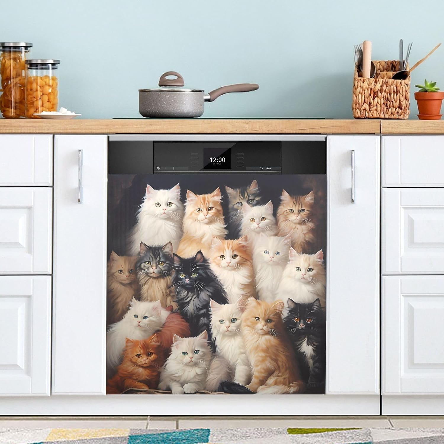 Cute Cats Black and White Dishwasher Cover
