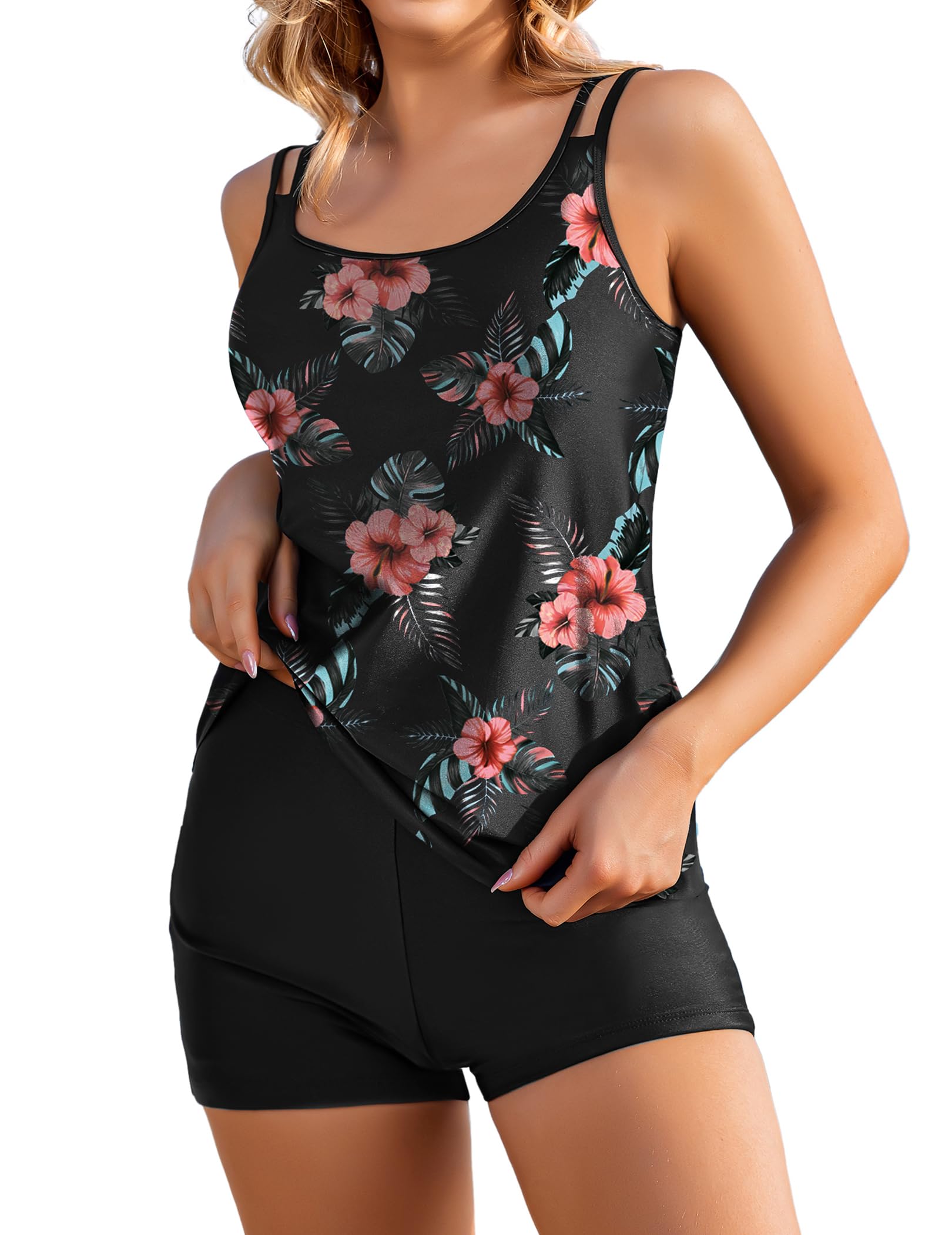 AI'MAGE Tankini Women's Swimwear Set Women's Leisure Tankini Swimsuit Two Piece Tankini Set Elegant Swimsuits for Women Tankini Top with Swimming Shorts