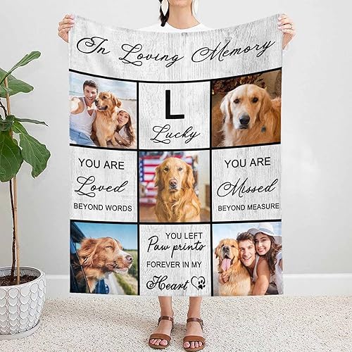 Miniatura 2 de Artsadd Manta de cama conmemorativa personalizada para mascotas, regalos de condolencias, fotos personalizadas de perros, manta en memoria amorosa