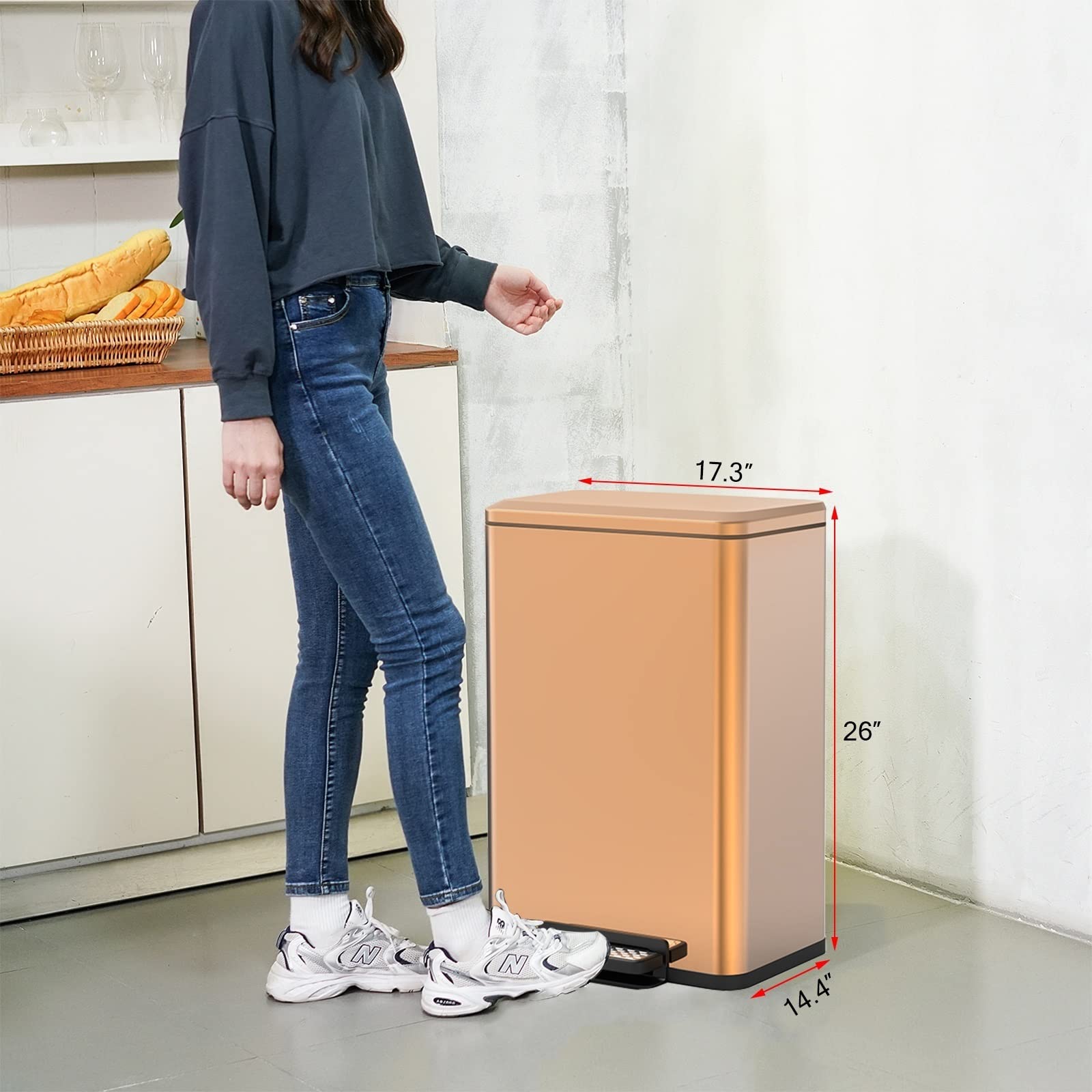 Mülleimer Papierkorb Abfalleimer Mülleimer kann Edelstahl, weiche, leichte und tragbare Trash-Mülleimer, 50l 13GAL kosmetikeimer