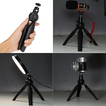 Pocket 4 Camera Mini Desktop Tripod Stand with Universal 1/4 Screw Ball Head for DJI osmo Pocket 4 3 Mirrorless Cameras, Webcams, Action Video Cameras,Mini Ring Selfie Light,Smartphones