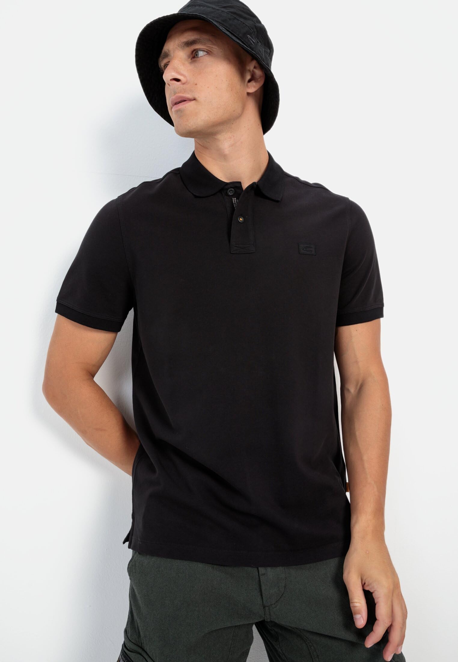 camel active Męska koszulka polo z krótkim rękawem, krój regular fit, z czystej bawełny, czarny, XL