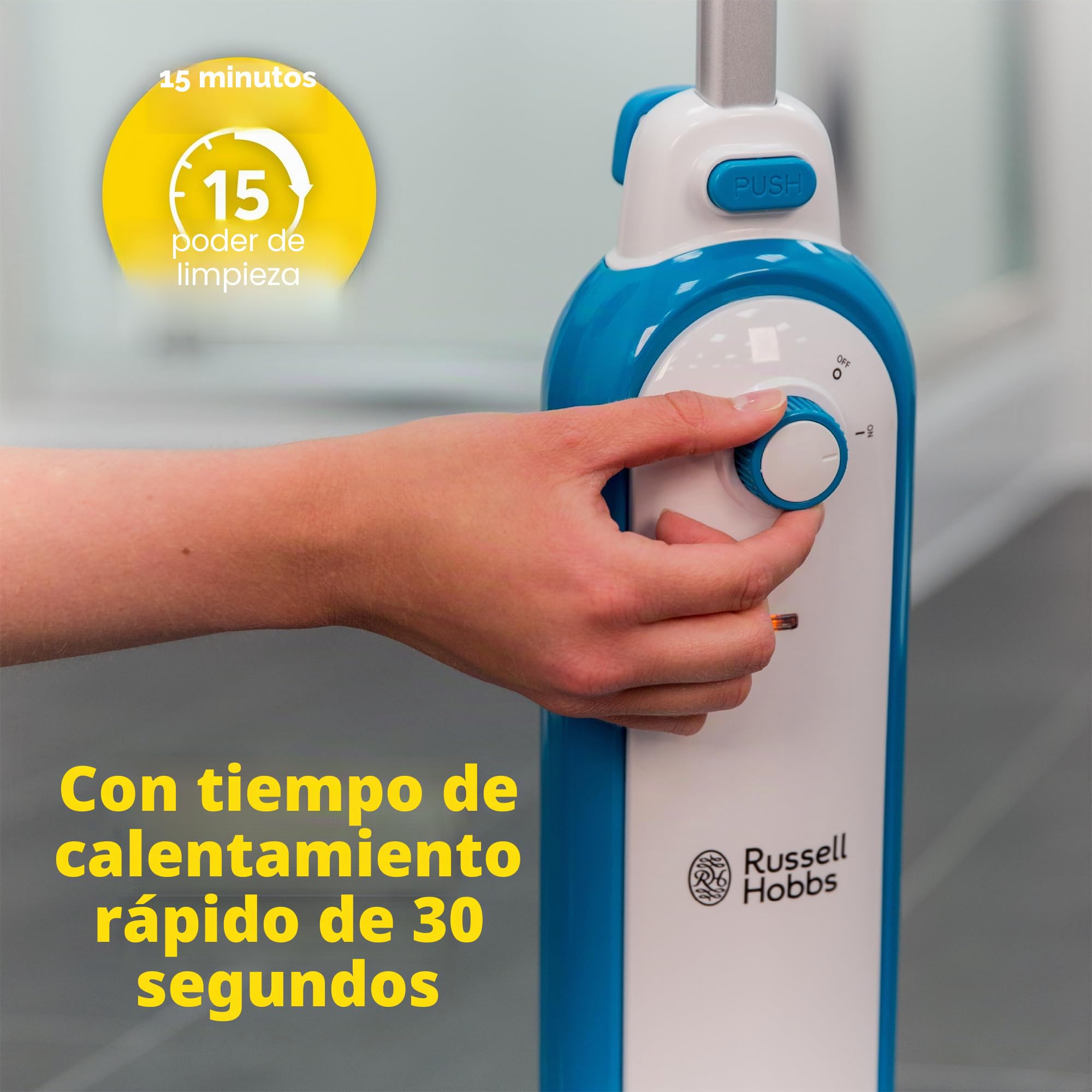 Russell Hobbs Mopa de vapor vertical, 1,4 kW, 380 ml, 30 seg, 15 min, suelos duros y azulejos