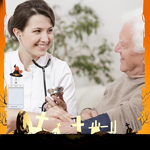 Miniatura 3 de BBTO 9 carretes de insignia de Halloween con clip de fieltro, soporte retráctil para identificación de enfermera, fantasma, calavera, calabaza,