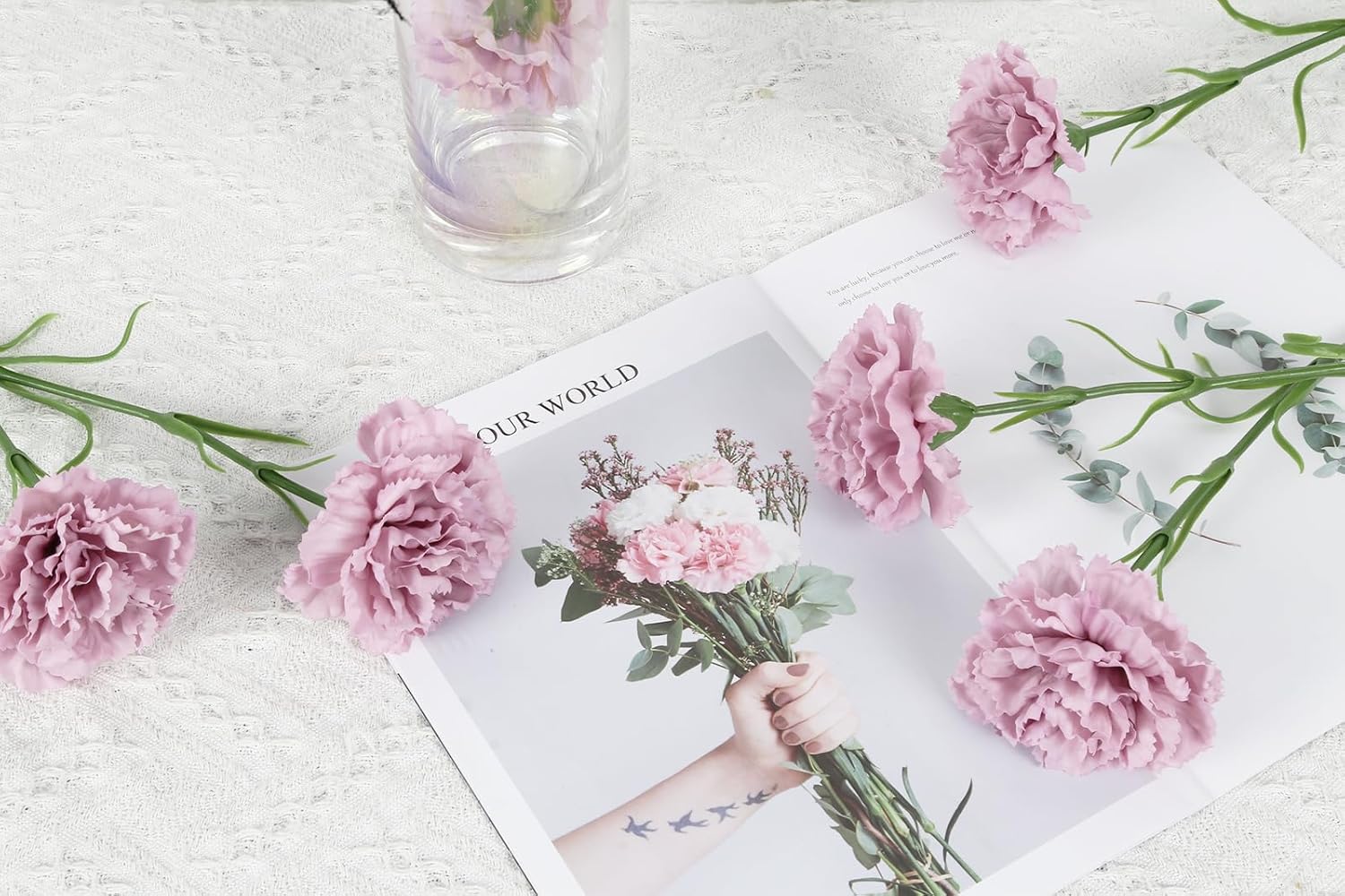 IPOPU Purple Carnations Artificial Flowers,6PCS Real Touch Faux Flowers 20'' Artificial Silk Carnations with Stems for Wedding Bouquet Party Table Centerpieces Home Decor (Purple) - Image 5